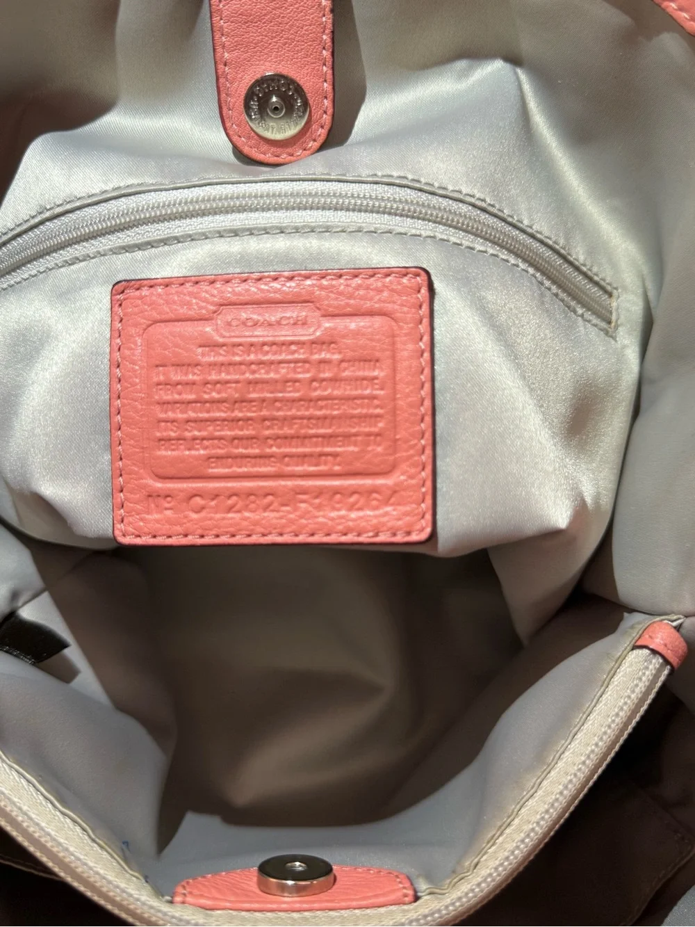 Coach Pebbled Leather Shoulder Bag in Coral Pink